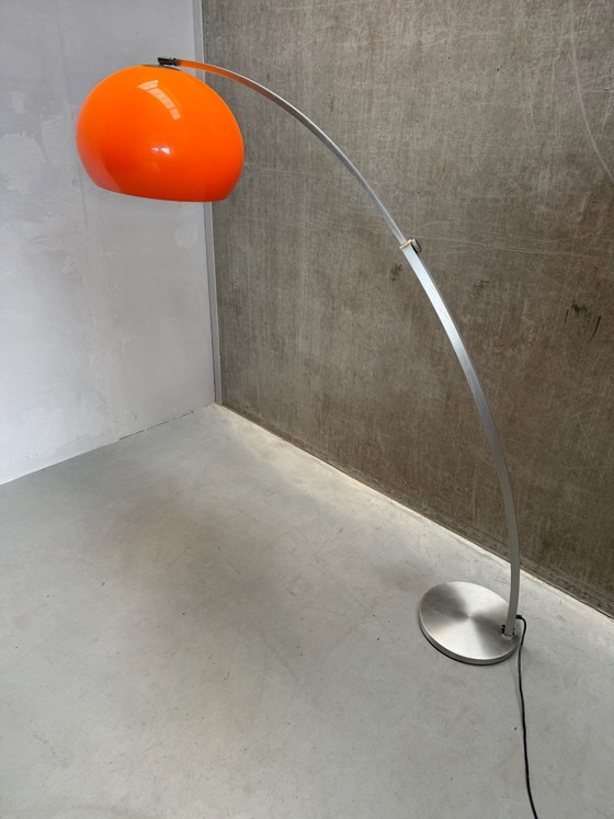 Orange arched floor lamp by Gioffredo Reggiani 1970s, Floor lights, Chrome, Polyester (photo 8 of 8)