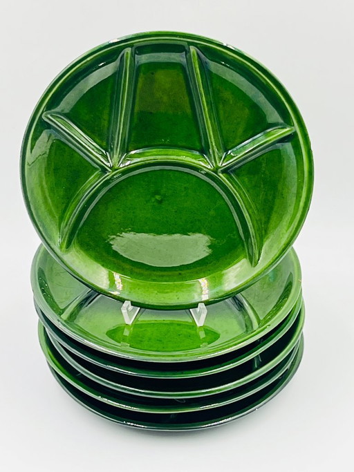 Juego de 6 platos de fondue verde esmeralda - Armenia – servies, Ceramic