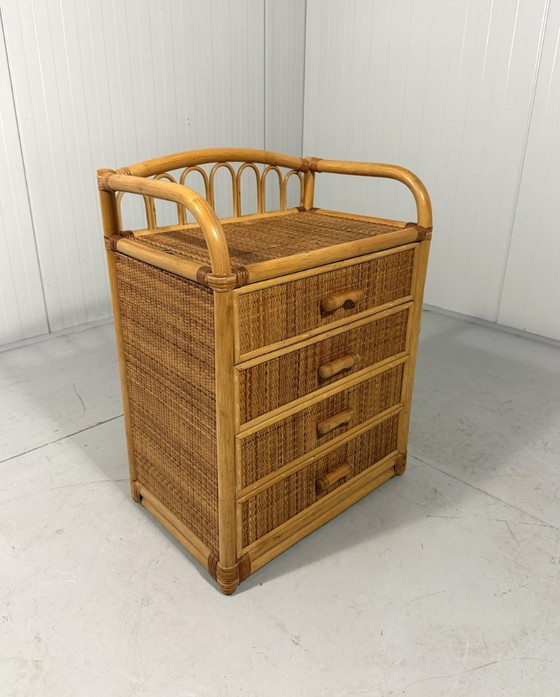 Image 1 of Rotan ladekast nachtkastje 1980's