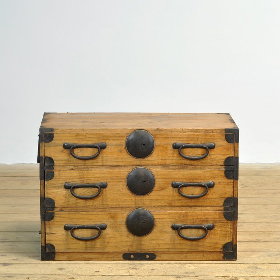 Japanese Tansu chest of drawers, circa 1870, Iron, Wood, Black (photo 2 of 12)