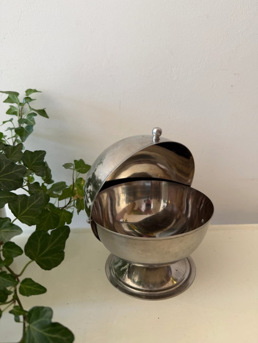 Zucker-/Bonbondose aus Edelstahl mit Rolldeckel