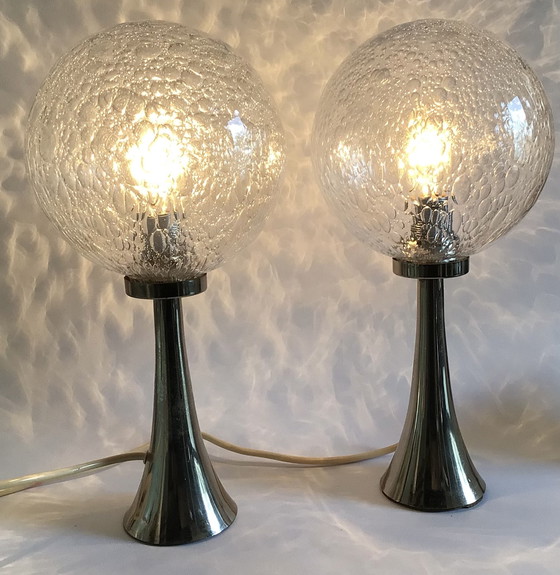 Image 1 of 2 vintage bubble glass table lamps