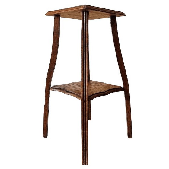 Image 1 of Antique Art Nouveau medium-height vintage plant table solid oak 1920s