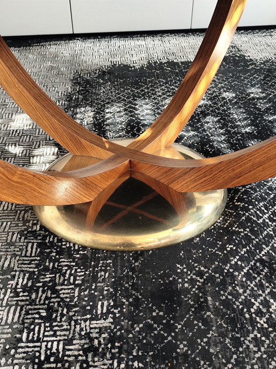 Image 1 of Mid-Century Couchtisch von Wilhelm Renz im Art-Déco-Stil – Glas, Massivholz & Messing