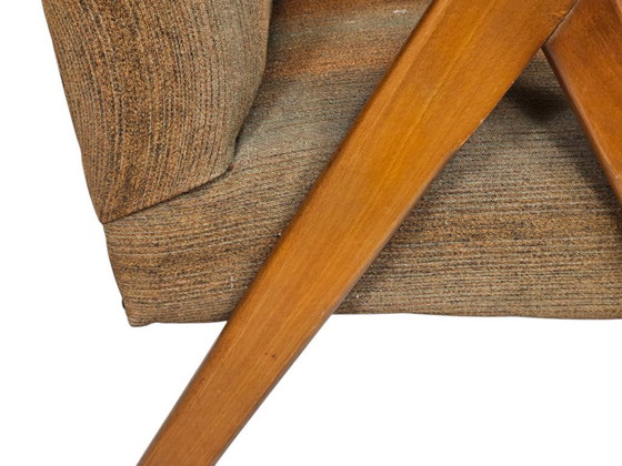 Image 1 of Lounge fauteuil - houten frame - originele gestructureerde bekleding - 60's