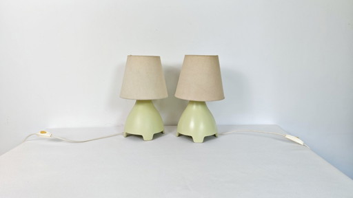 Paire de Lampes de Table Vintage Y2K IKEA, Céramique Vert Pastel, Lampes de Chevet Postmodernes Années 90, Décor Rétro