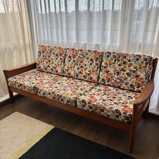 Vintage Dyrlund 3-Sitzer Sofa – Massiv Teak – Dänisches Mid-Century Design – Neu Polstert