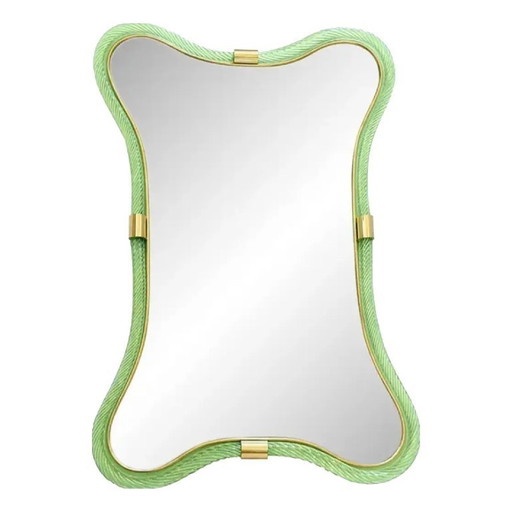 Contemporary Italian Murano Glass Mirror in Weathered Green by Simoeng