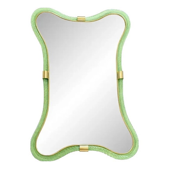 Image 1 of Contemporary Italian Murano Glass Mirror in Weathered Green by Simoeng