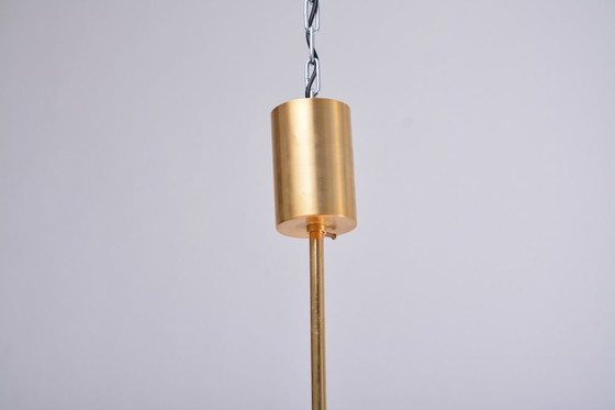 Image 1 of Gold Colored Mid-Century Modern Chandelier by Angelo Brotto for Esperia Italia