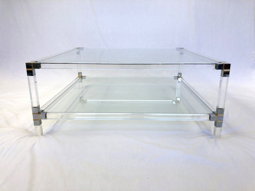 Plexiglass and Brass Coffee Table 1980s