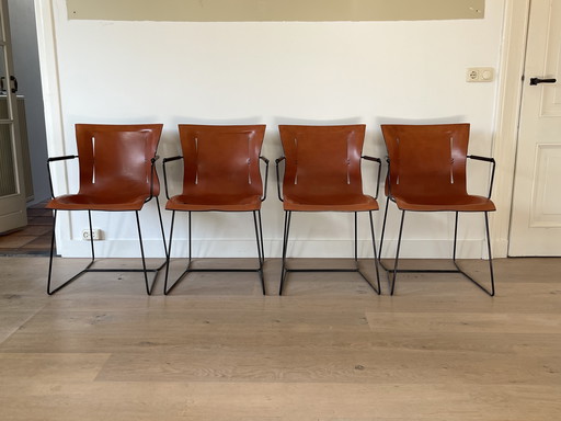 4x WalterKnoll eetkamerstoel cuoio