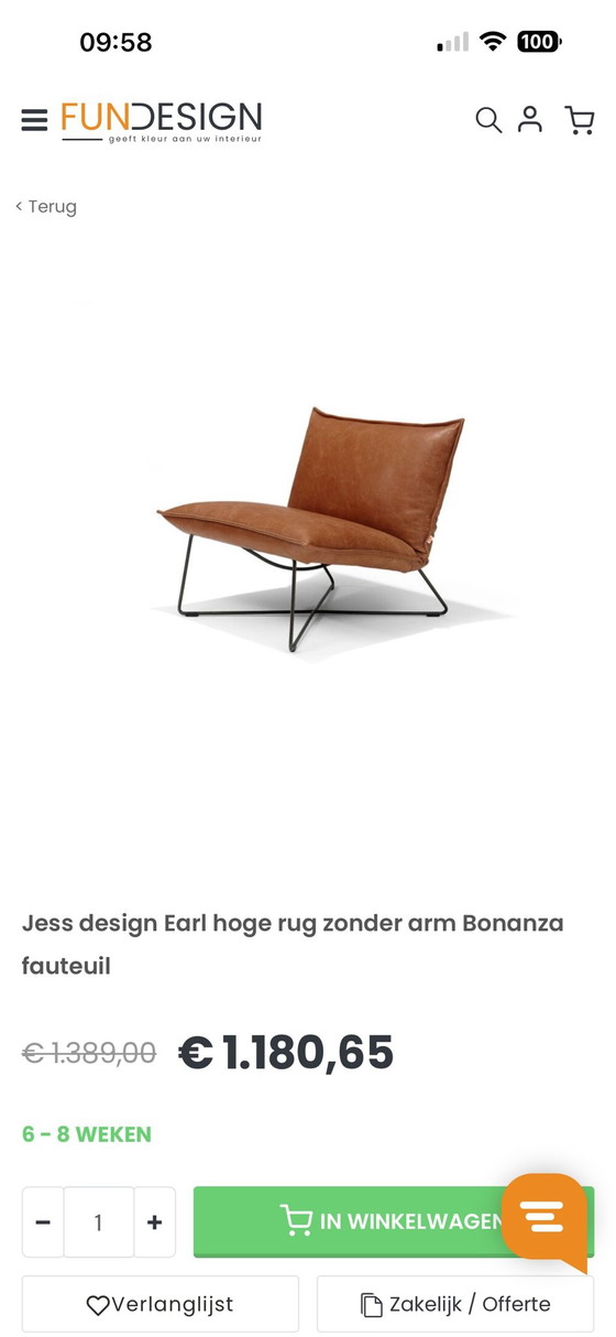 Bonanza Earl high-back Armchair without armrests, design Jess., Leather, Brown (photo 10 of 10)