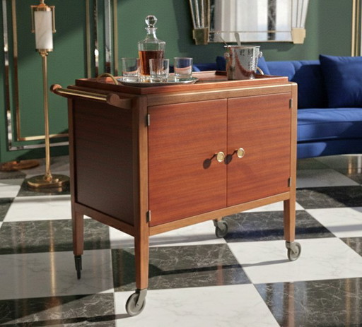 Servierwagen im Art-Deco-Stil mit abnehmbarem Tablett – Gauthier-Poinsignon-Werkstätten, Nancy, um 1930