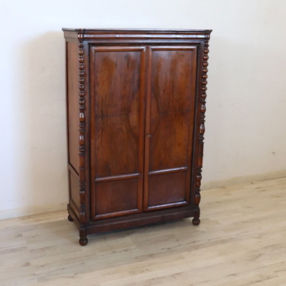 Image 1 of Small antique wardrobe in solid walnut, Italy Mid-19th Century