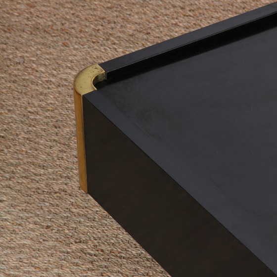 Image 1 of Table basse en bois et laiton attribuée à Willy Rizzo, 1970