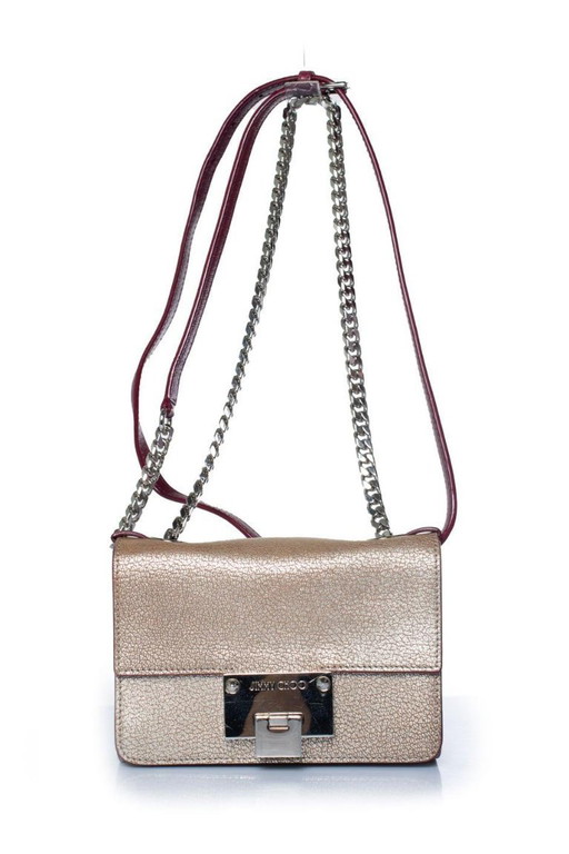 Borsa a tracolla Jimmy Choo modello Rebel in pelle rosa.