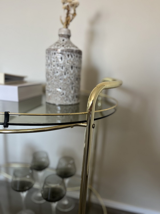 Image 1 of Vintage messing serveerwagen