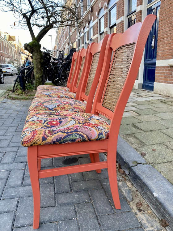 4 Chaises Couleur Corail avec Imprimé Paisley – Chaises de salle à manger, Textile, Wood (photo 5 of 5)