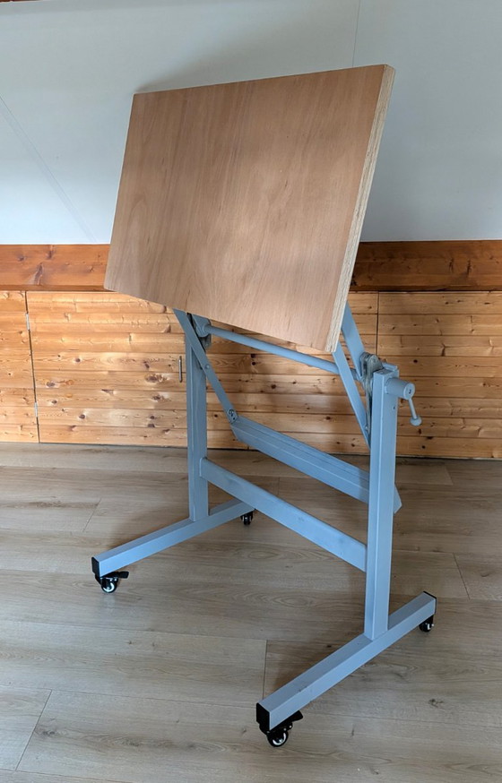 Drawing/Studio Table, Height Adjustable and Mobile with Brake, Side tables, Wood, Metal, Black (photo 5 of 20)