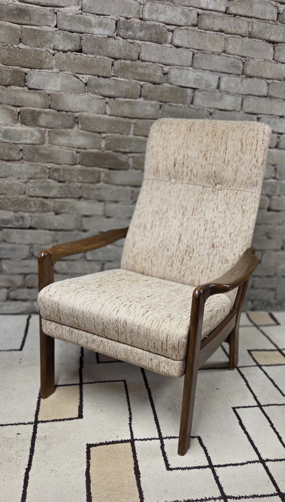 Image 1 of Vintage Scandinavische relaxfauteuil van gebogen hout – jaren 60/70