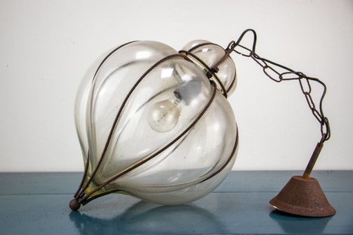 Venezianische Käfiglampe, mundgeblasenes Glas, Murano-Stil