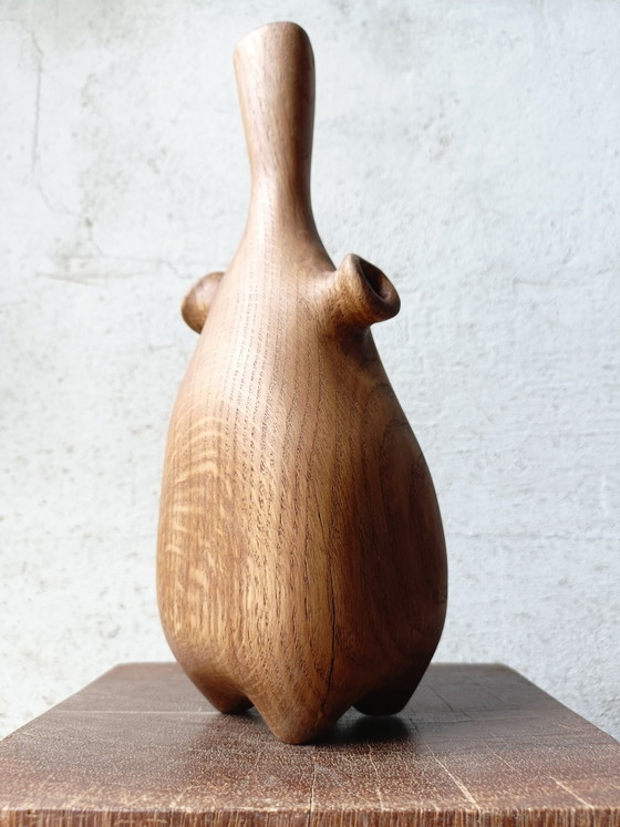 Image 1 of Vase/Skulptur aus geschnitzter massiver Eiche