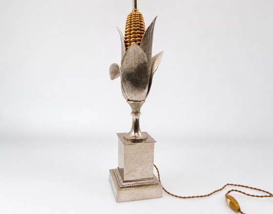 Corn Cob Lamp Base by Maison Charles in Silvered and Gilded Bronze, France, 1970 – Table lamps (photo 3 of 7)