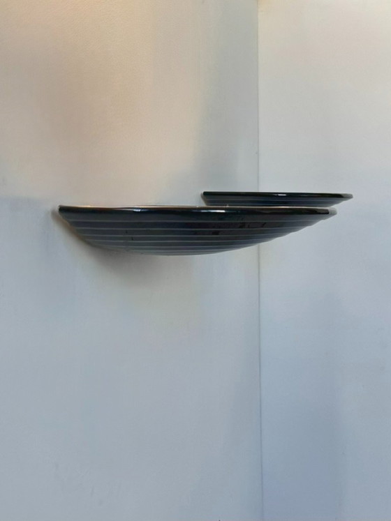 Paire D'Appliques Vintage En Porcelaine Noire, Italie, 1970. – Appliques murales (photo 4 of 5)