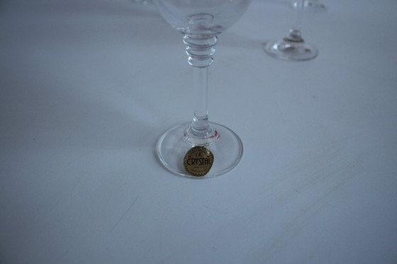 Image 1 of Juego de seis copas con pie, Bohemia Crystal, años 90.