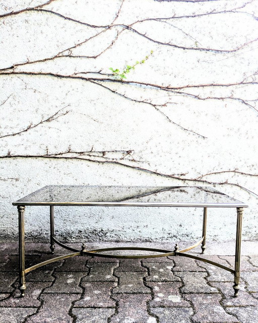 Couchtisch aus Metall und Rauchglas