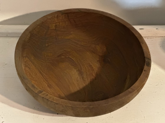 Large vintage solid wood bowl – Catchall – Centerpiece – 31 cm – Table accessories (photo 8 of 15)