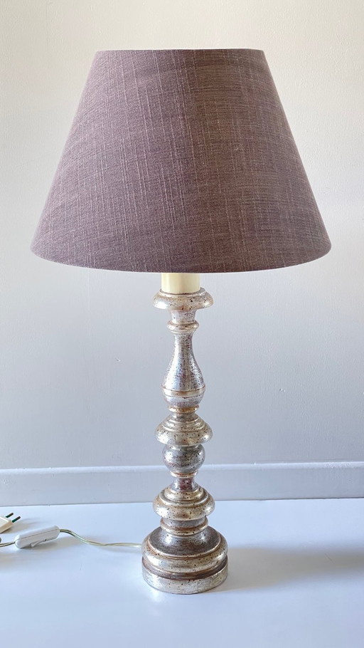 Silver-plated wood lamp, Acropolis Paris