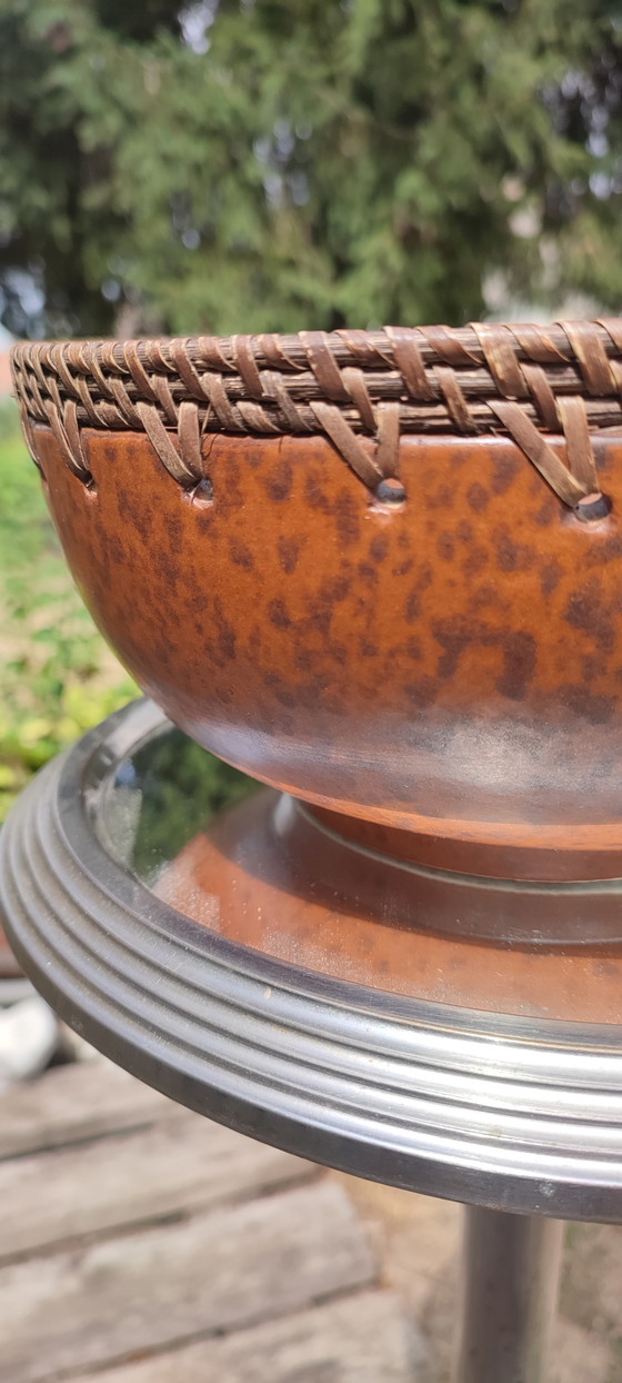 Image 1 of Coupe poterie Rinjani Lombok Indonésie Argile et rotin
