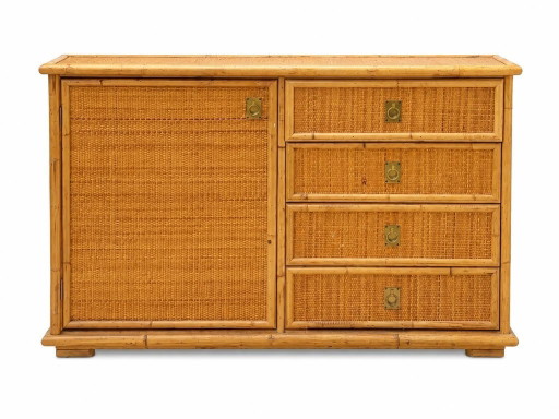 Italiaanse vintage design dressoir van Dal Vera – Rattan, Wood