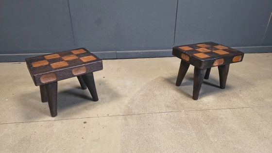 Image 1 of Vintage rustic wooden side tables or stools, 1960s