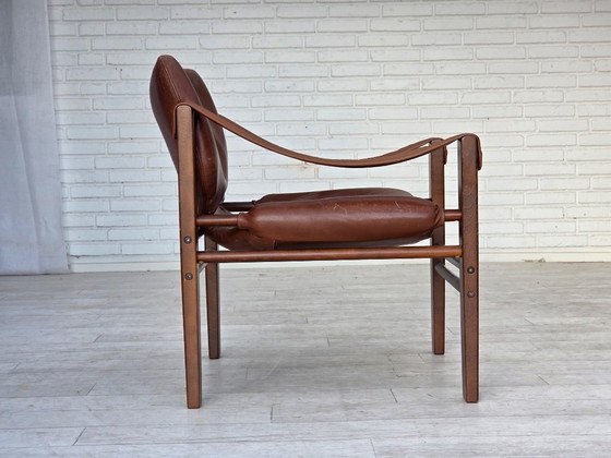 Image 1 of 1970s, Danish armchair model "Safari" by Skippers Furniture, furniture leather.
