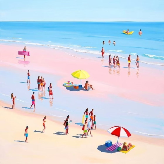 Exhibition Piece – Tiny People - Summer Beach| Contemporary Modern art| 3-part | 180 × 60 cm | 5 mm Acrylic (photo 4 of 5)