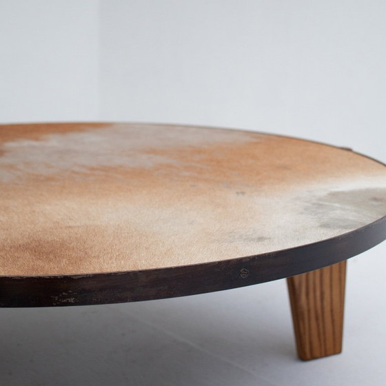 Image 1 of Set of Cowhide Coffee Tables with Wood Base