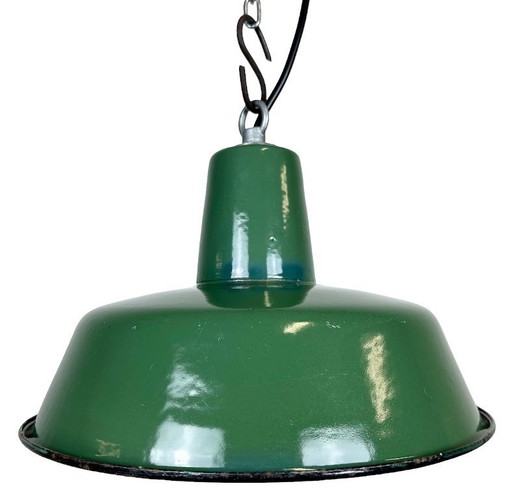 Industrial Green Enamel Pendant Lamp, 1960s