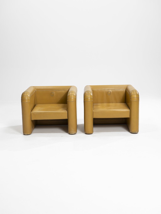 2x Rare Armchair by Trussardi, Italy, 1970s