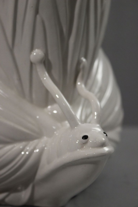 Image 1 of Large vintage ceramic vase with a dreamlike snail and butterfly design, Italy, 1970s