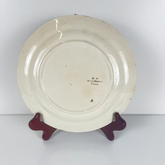 Image 1 of Set aus 4 KG St. Clément Barbotine Obsttellern (Kirsche, Mirabelle, Traube, Birne), Ende des 19. bis Anfang des 20. Jahrhunderts