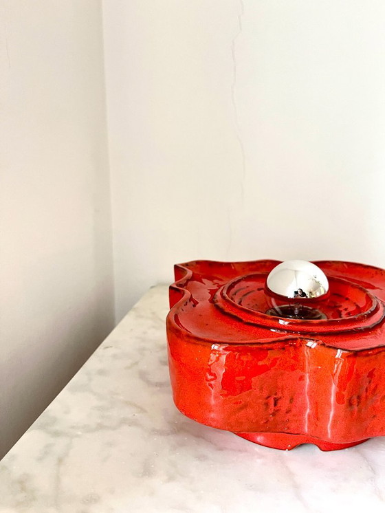 Image 1 of Applique murale vintage Hustadt Leuchten Fat Lava en céramique rouge, Allemagne, 1970