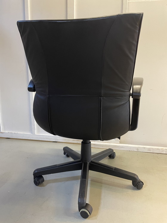 Image 1 of Black Leather Office Chair Model "Qualis" by Emilio Ambasz for Tecno, 1991