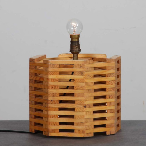 Image 1 of Pine table lamp from the 1960s