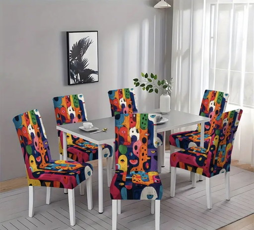 4 of 6 x High end fantasy Colorful Graffiti Holiday chair 