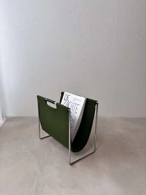 Brabantia mid-century moss green felt reading basket