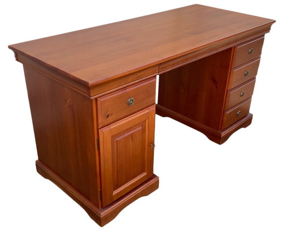 Image 1 of Louis Philippe style pine executive desk