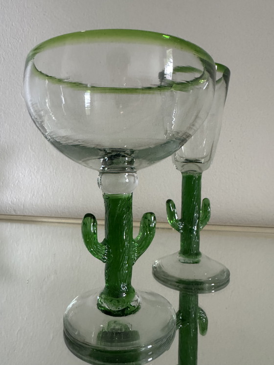 Image 1 of Vintage geblazen glazen cactus glazen